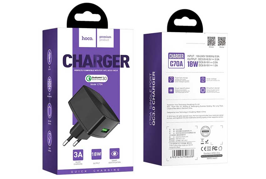 Hoco C70A Type C Power Adapter- Cables & Adapters